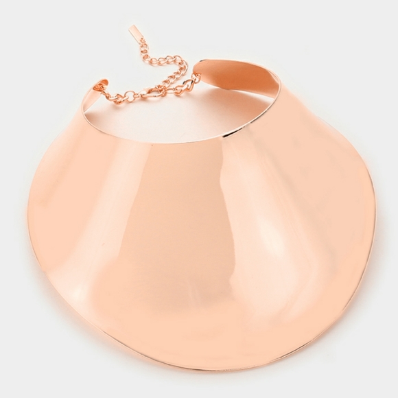 Rose Gold Wide Metal Armor Collar Necklace Chain - Picture 2 of 2